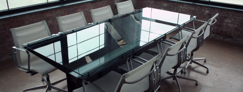 Metal and Glass Conference Table Buffalo Rising Office